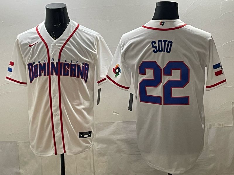 Men 2026 World Cub #22 Soto White Game Nike MLB Jersey style 008->more jerseys->MLB Jersey